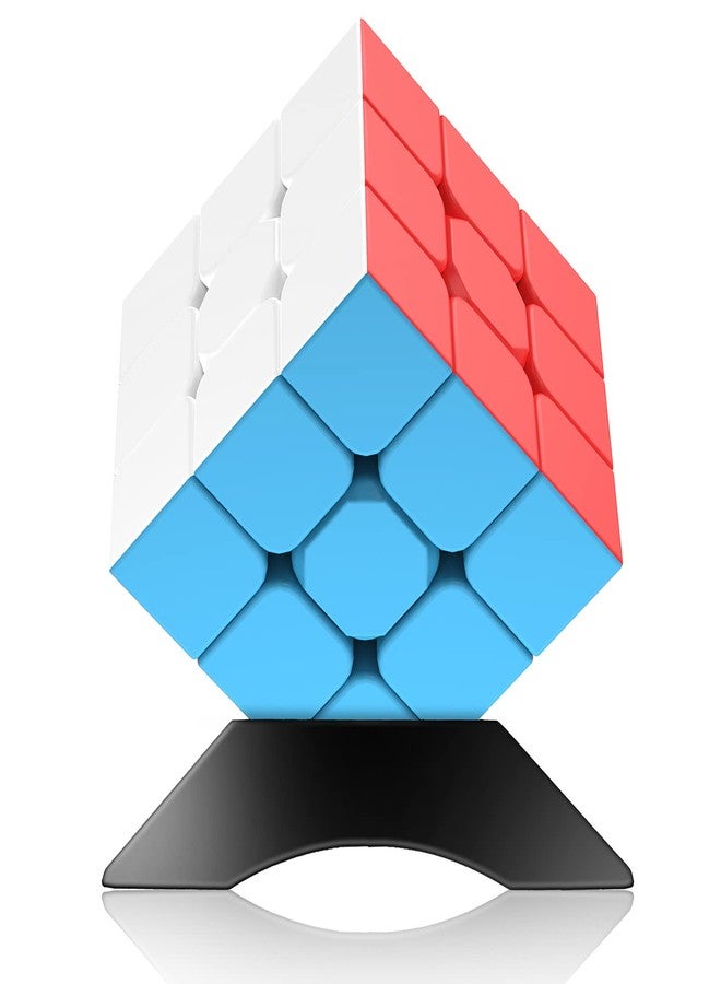 nabreeli 3x3 Speed Cube Stickerless with Stand & Tutorial: Problem-Solving Brain Teaser, Easy Turning Sensory Puzzle Toy Stocking Stuffers for Boys 6-12, STEM Educational - Image 1